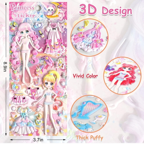 Princess Sticker Set - Multicolor 8 sheet - Picture 2 of 3